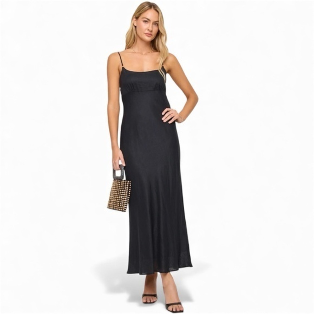 L*Space Moonrise Linen Black Maxi Dress